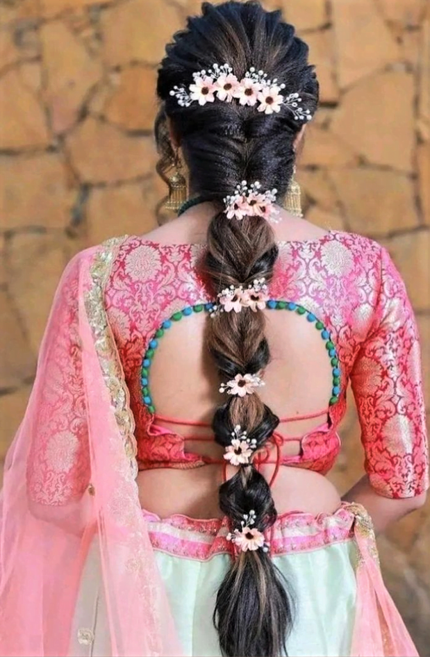 simple braid south indian bridal muhurtham hairstyle