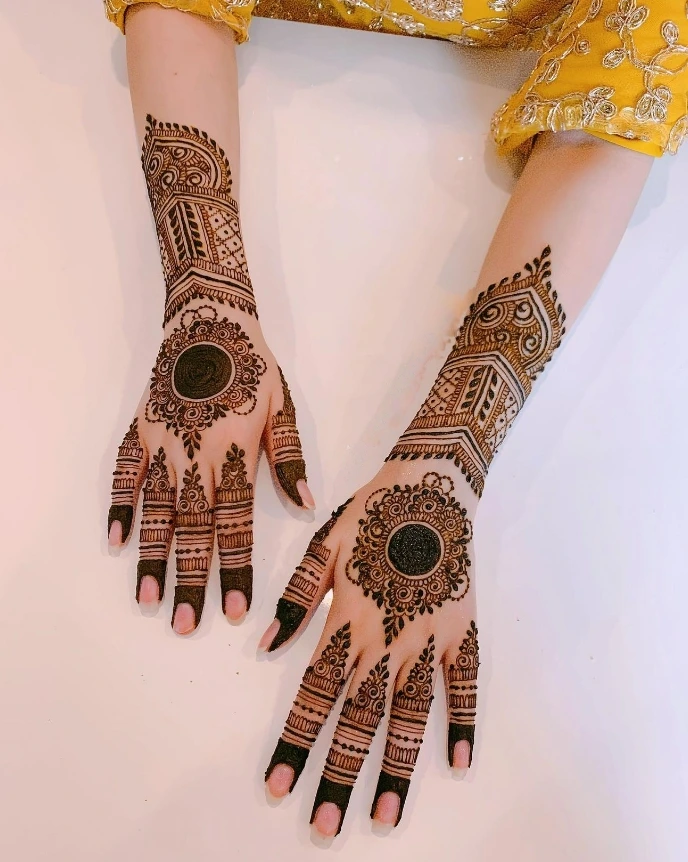 simple and modern mandala back side full hand mehndi design