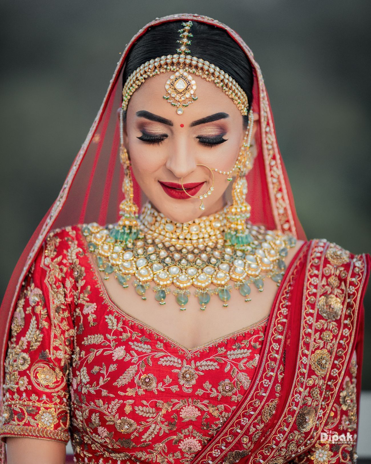 simple double layer kundan matha patti for bride