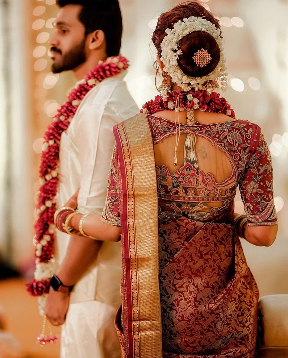 unique south indian maggam work bridal blouse design 