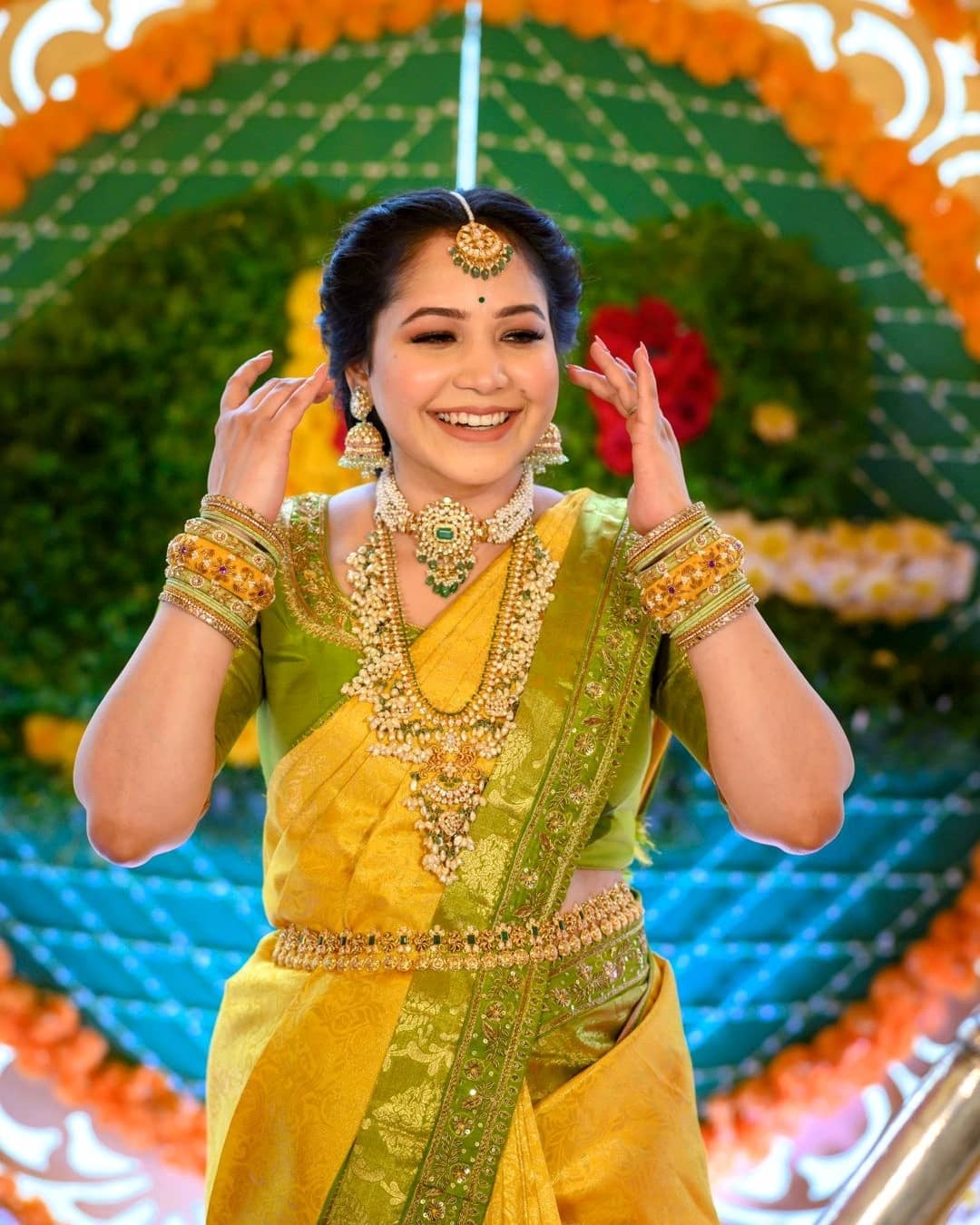 South Indian Designer and Mustards Yellow Colour Saree - Etsy Finland