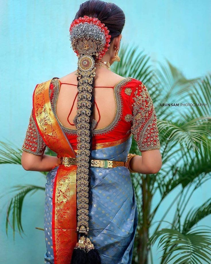 embellished phool jada south indian bridal hairstyle 