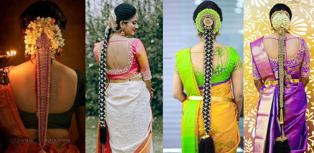 poola jada bridal hairstyles for south indian wedding reception 