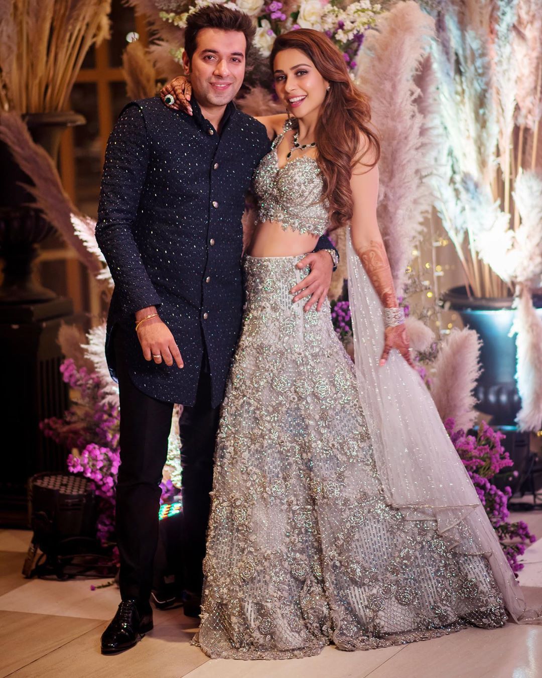 grand and unique lehenga choli for reception with statement blouse 