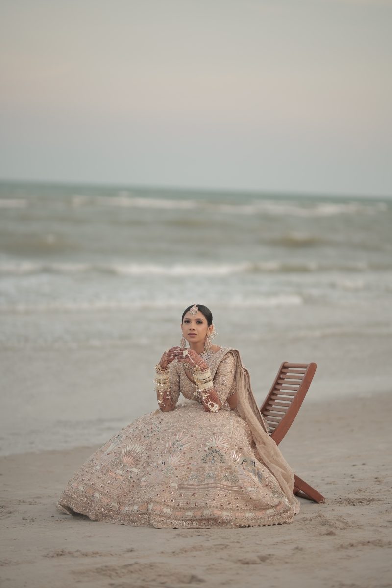 Kashish during bridal photoshoot for her indian beach wedding