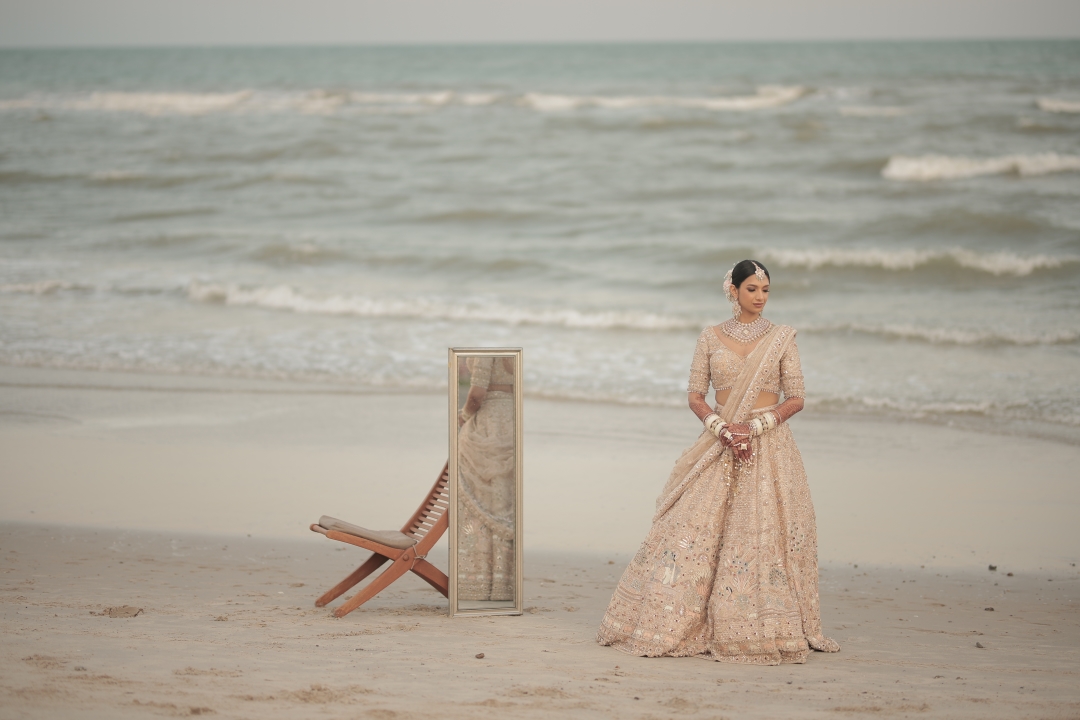 Kashish solo bridal photoshoot for her Thailand wedding on beach