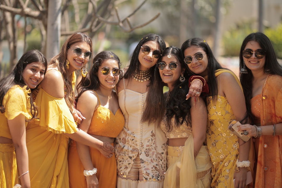 Kashish at her haldi photoshoot with bridesmaids 