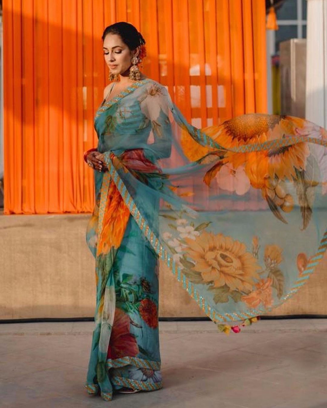 designer colourful floral saree 