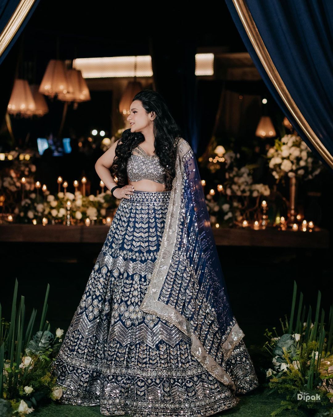 manish malhotra designer blue and silver sequin lehenga for engagement