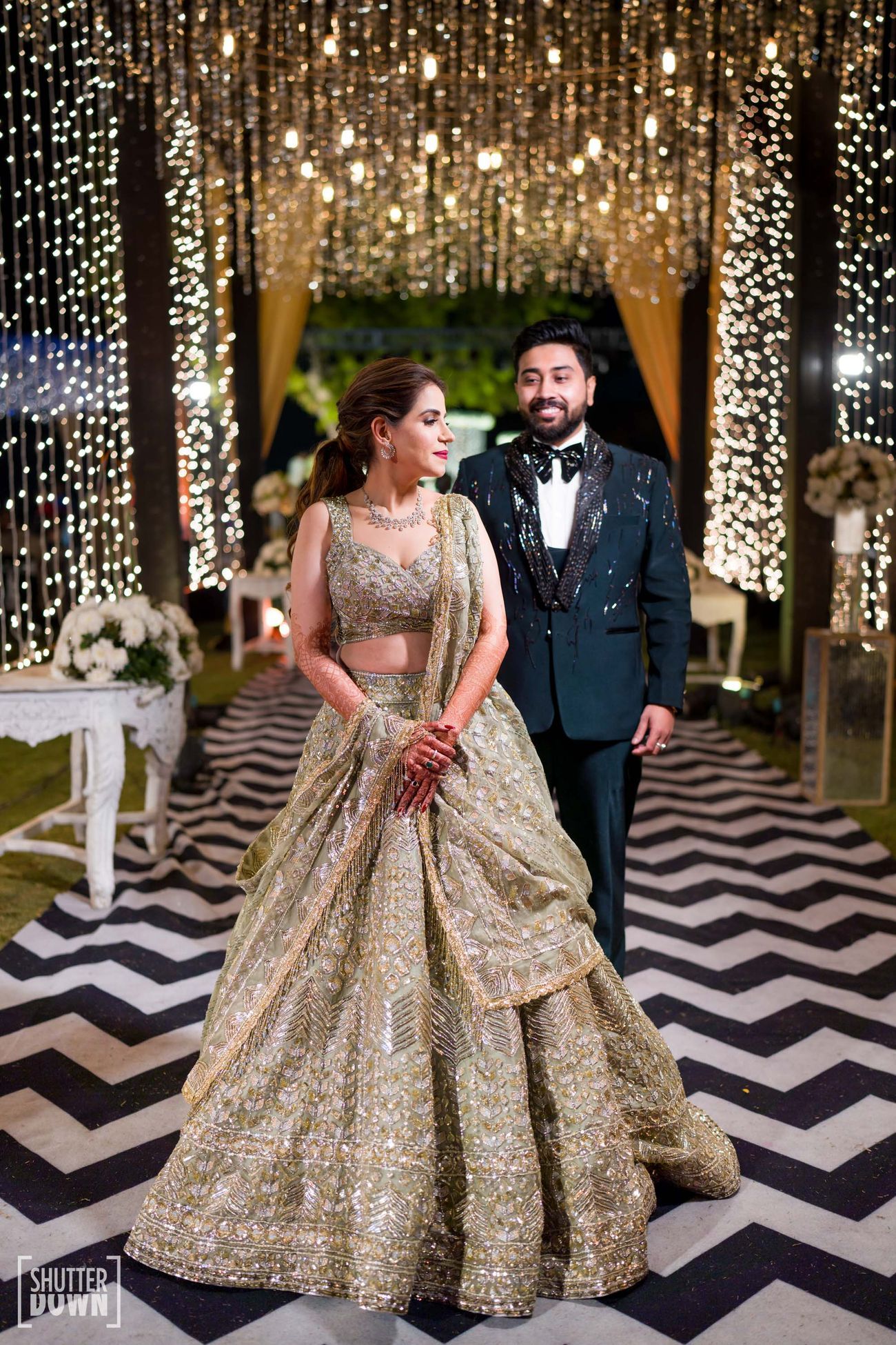 manish malhotra designer pale green sequin lehenga for engagement