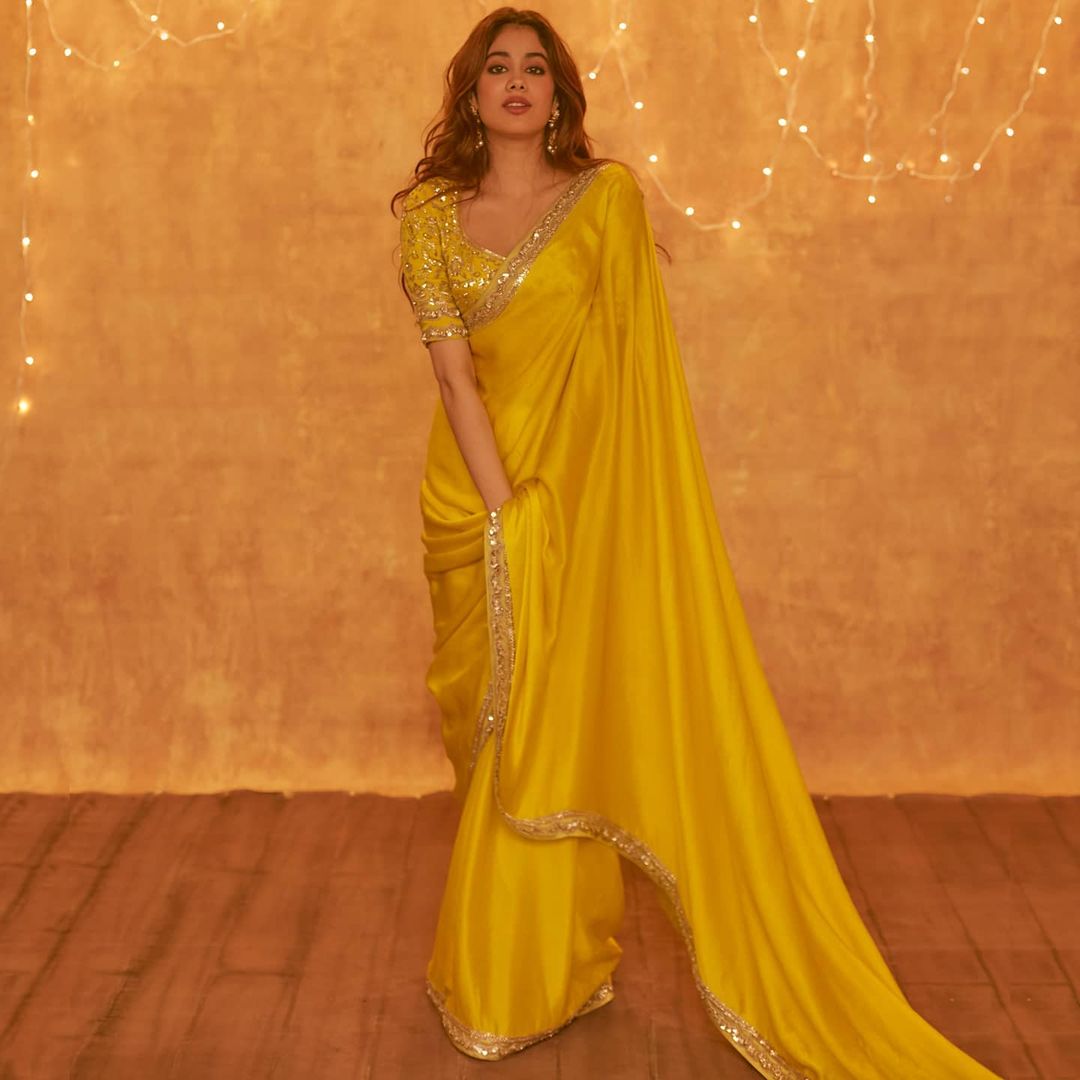 manish malhotra designer yellow haldi saree for bride