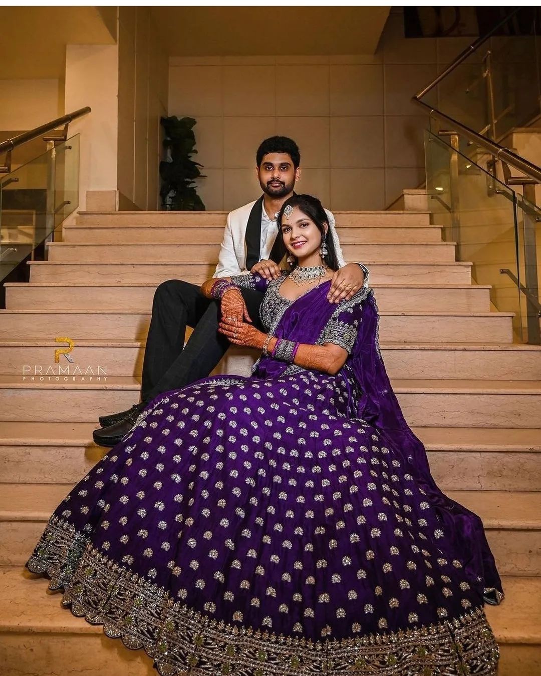 simple and elegant purple embellished engagement lehenga 