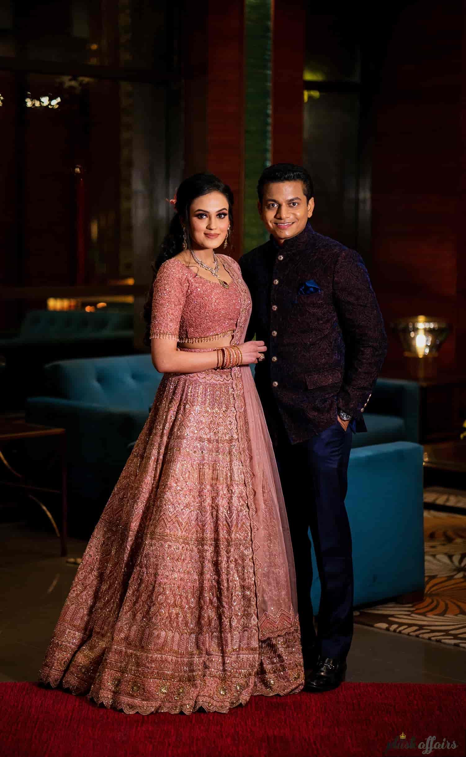 pale pink embellished lehenga for engagement 