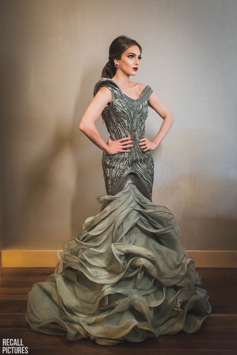 mermaid gown design for reception in green