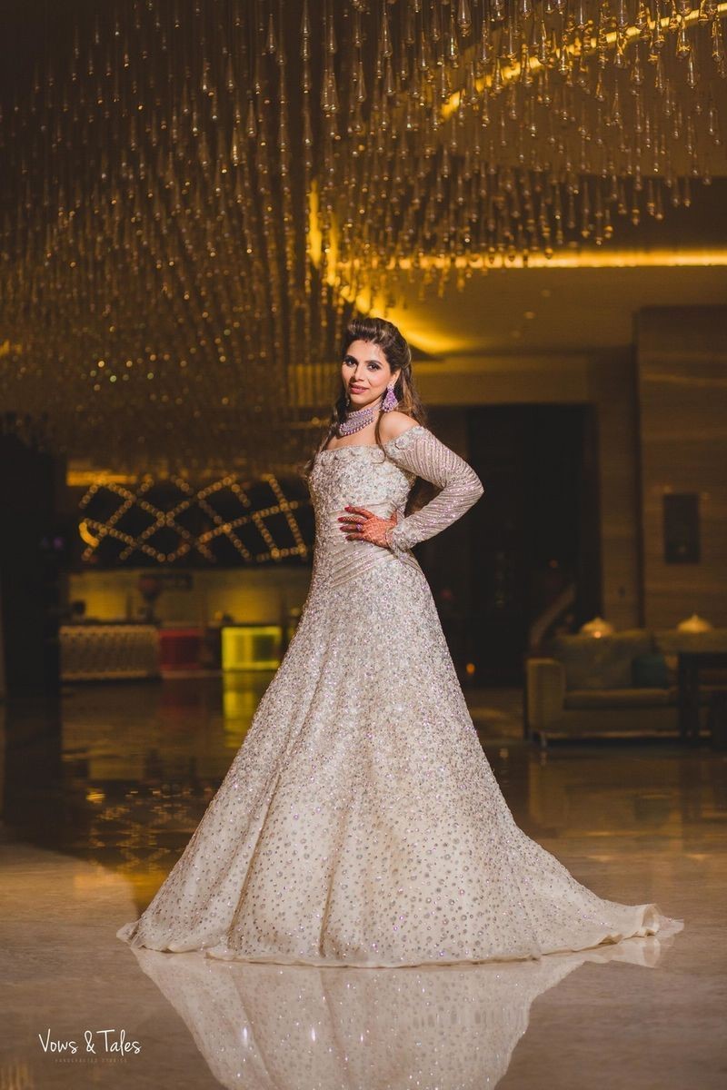 simple gown for indian wedding reception in white