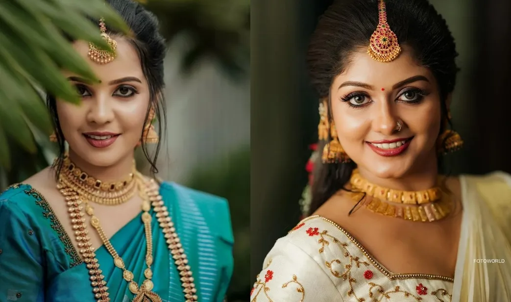 kerala bride flaunting kohl eyes and red lips