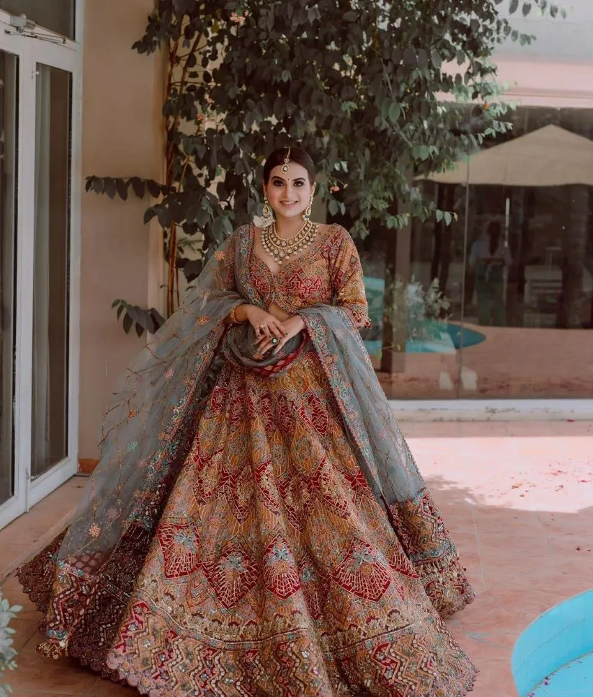 modern lehenga dupatta style for brides and bridesmaids