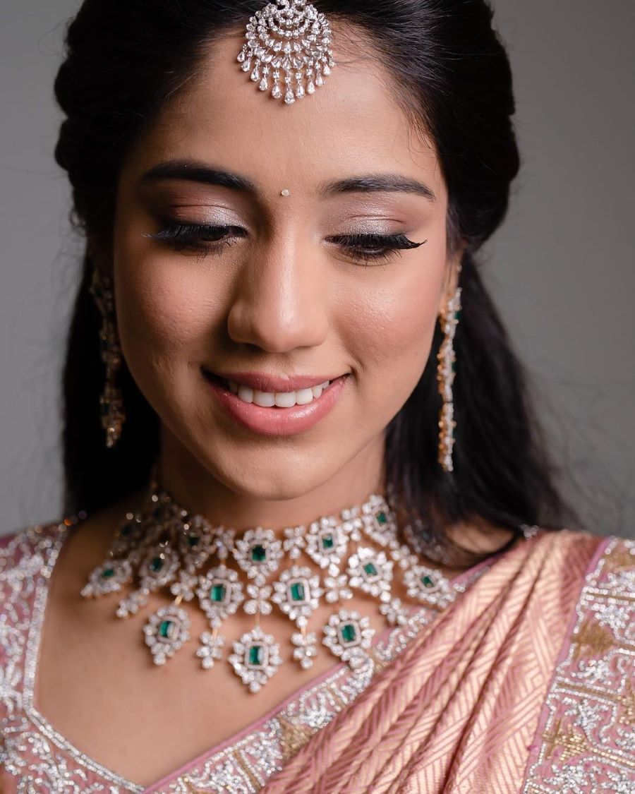 simple no makeup look for engagement and muhurtham