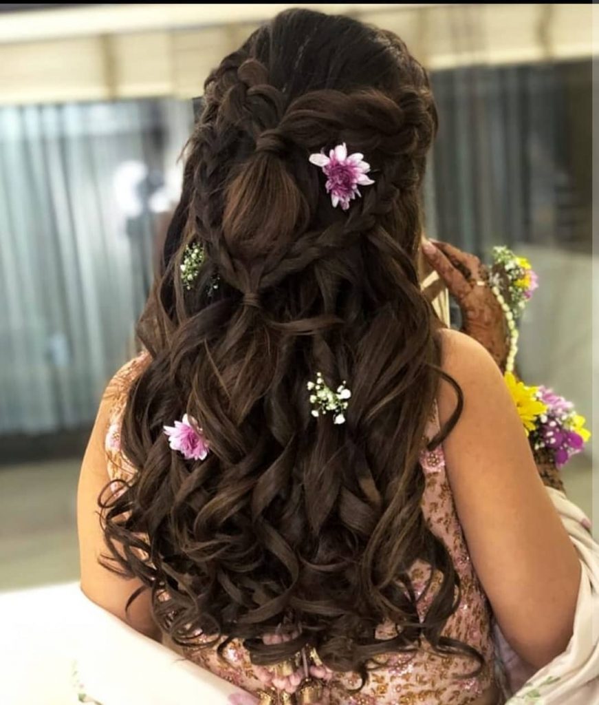 Braid With Curls and Flowers