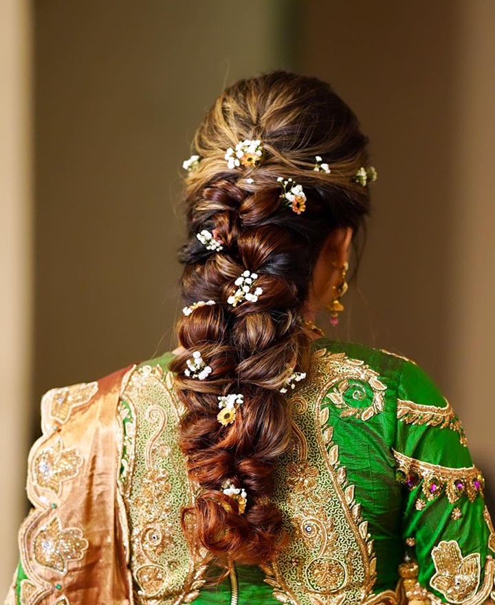 bridal braid hairstyles with baby breaths
