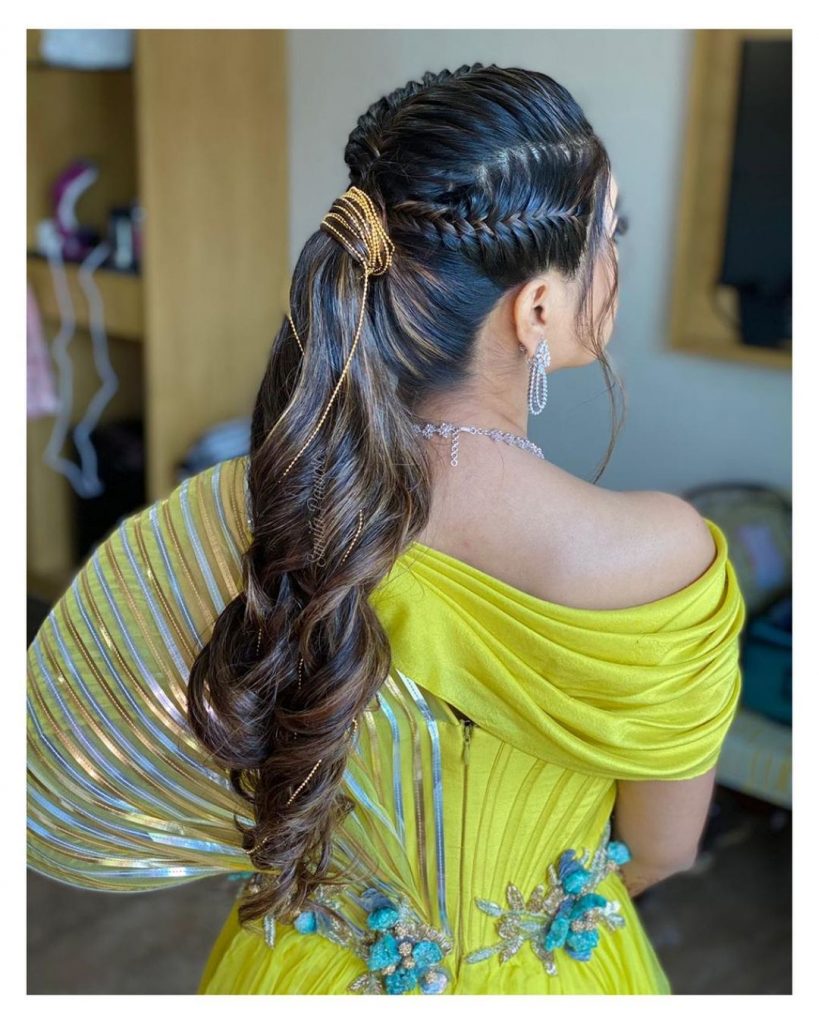 braids with ponytail for sangeet