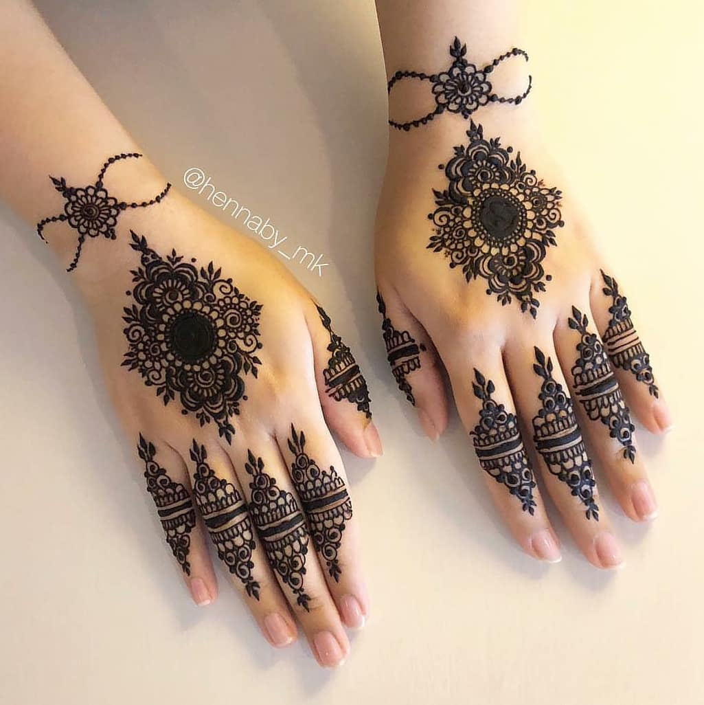 simple arabic style mandala mehendi for girls