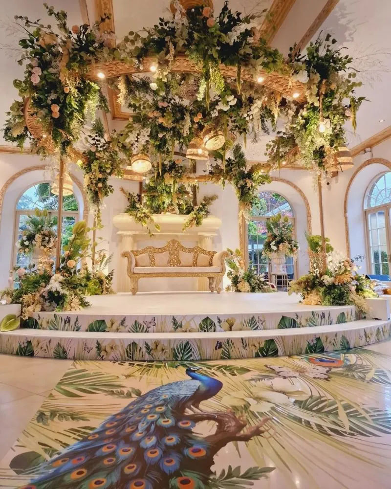 simple engagement stage decoration garden theme