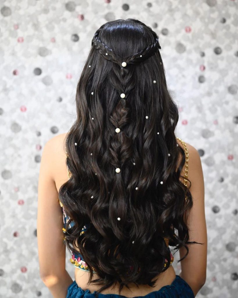 bridal braid hairstyles with pearls 2