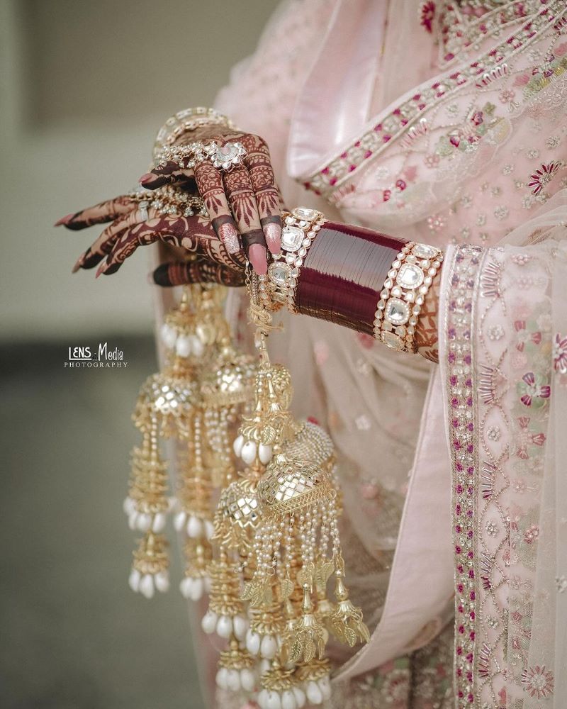 latest maroon bridal chura with kundan and kalire