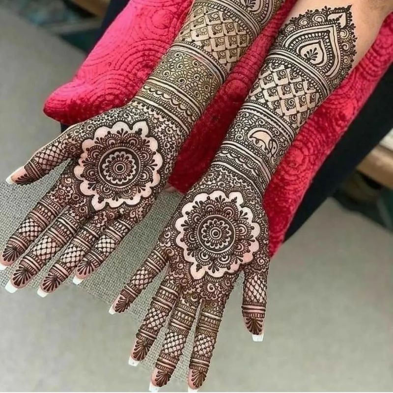 simple mandala mehndi for full front hands