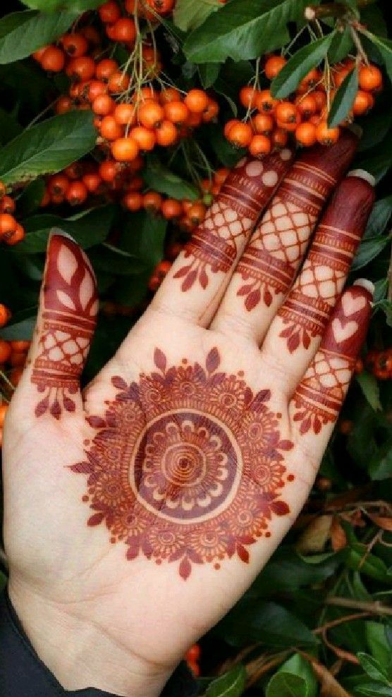 circle mandala mehandi for front hand and fingers