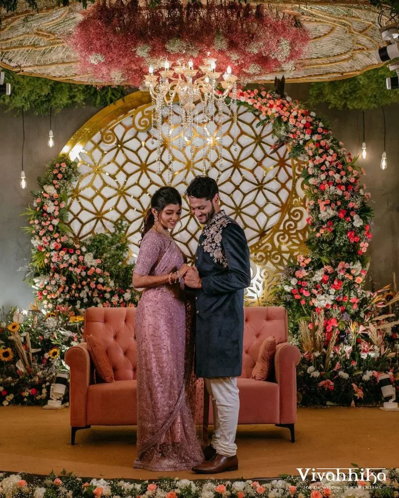 trending engagement stage decoration ideas with flowers lights