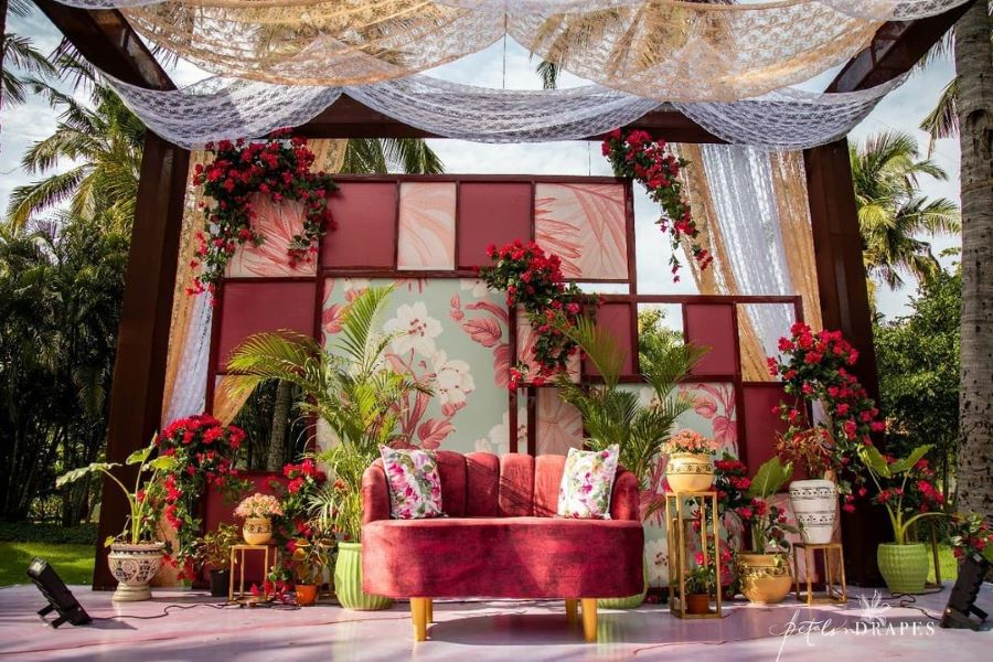 vintage theme simple engagement stage decoration