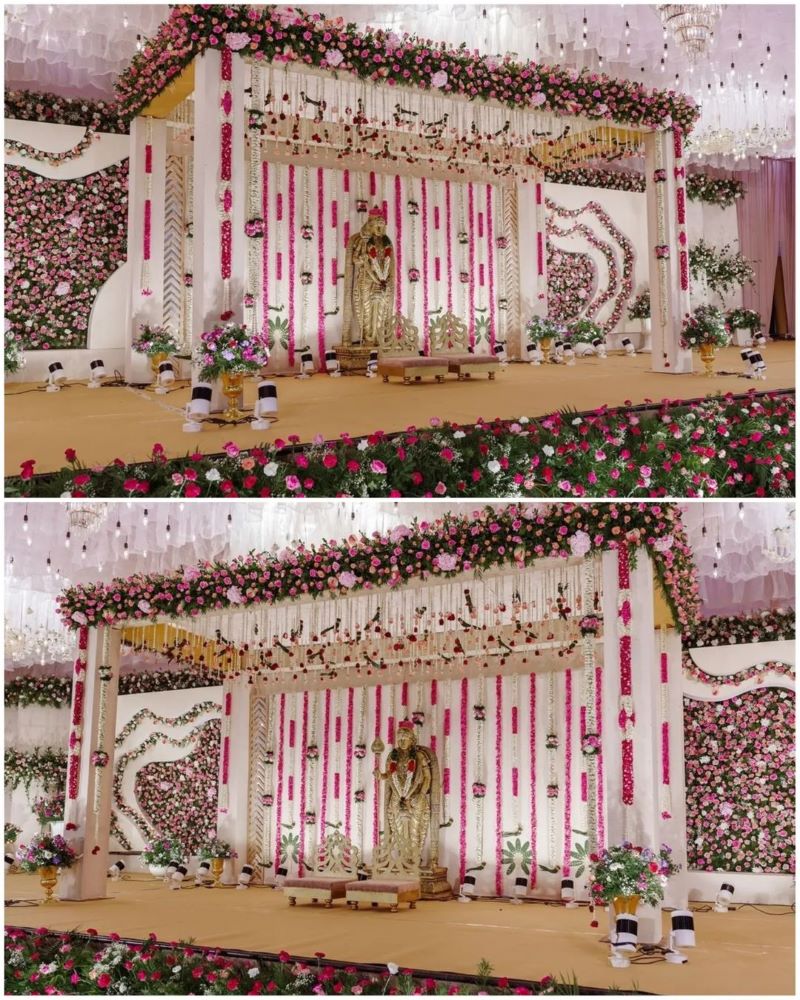 simple and traditional stage for south indian wedding